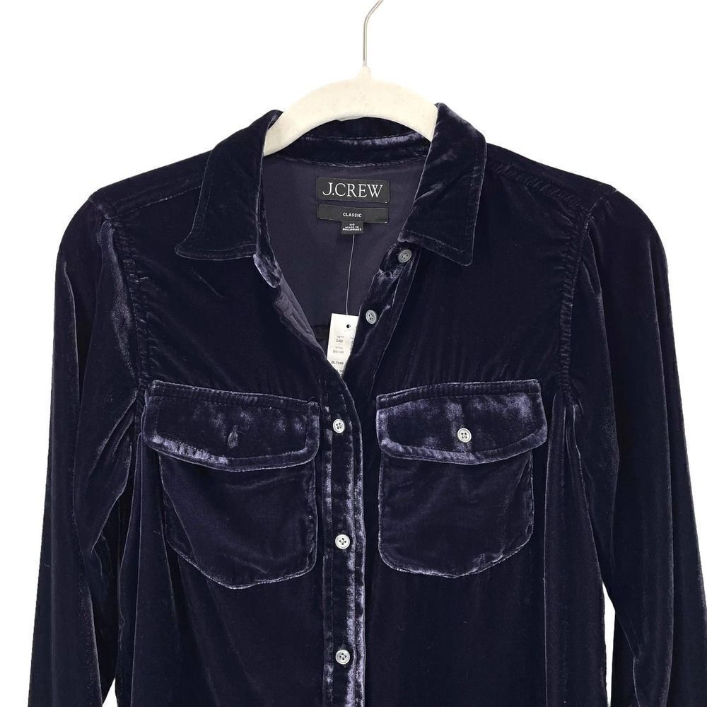 NEW J.‎ Crew Classic-fit velvet button down shirt Size 00  BN140  dark purple - Picture 4 of 9